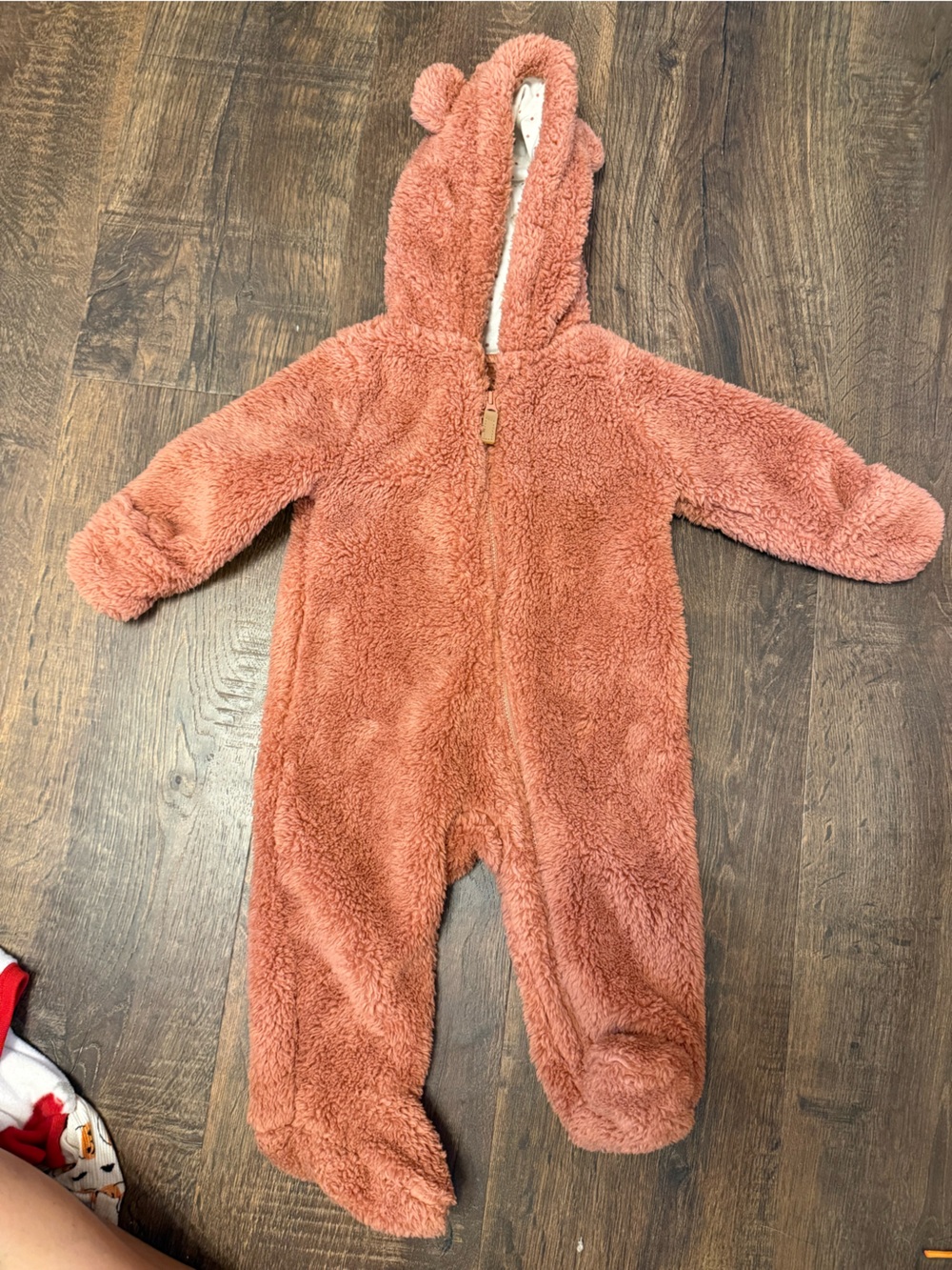 Carter's Plush Pink Hooded Baby Footed Fleece One-Piece